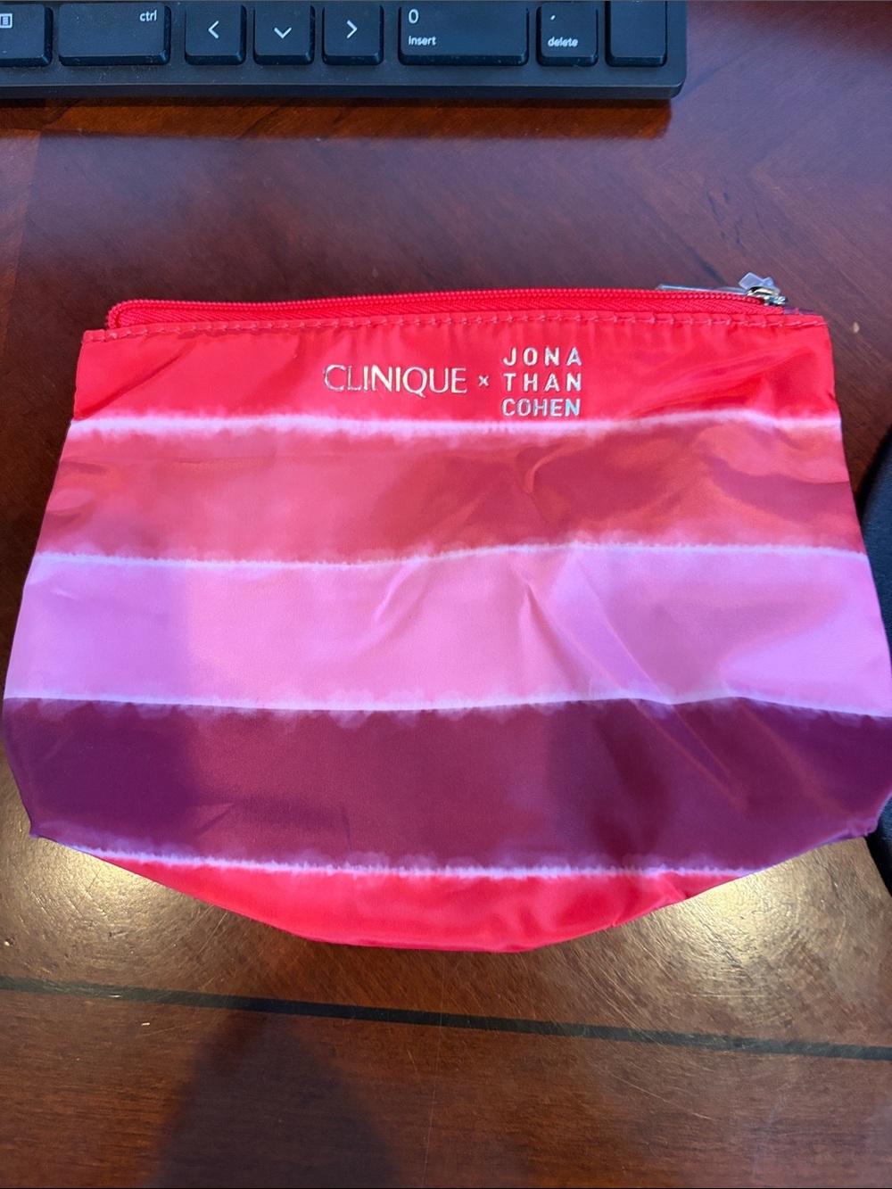 Jonathan Cohen Pink Ombre Stripe Cosmetic Pouch